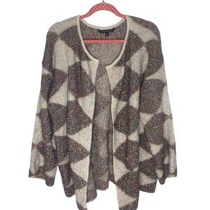 Signature Studio Sweater Womens XL Cardigan Metallic Shimmer Diamond Pattern